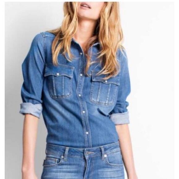 ZAGID & VOLTAIRE Tops - ZAGID & VOLTAIRE TARO DENIM BUTTON UP SIZE XS